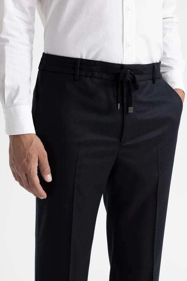 Peserico Trousers Man Pure Wool Flannel Trousers Blue