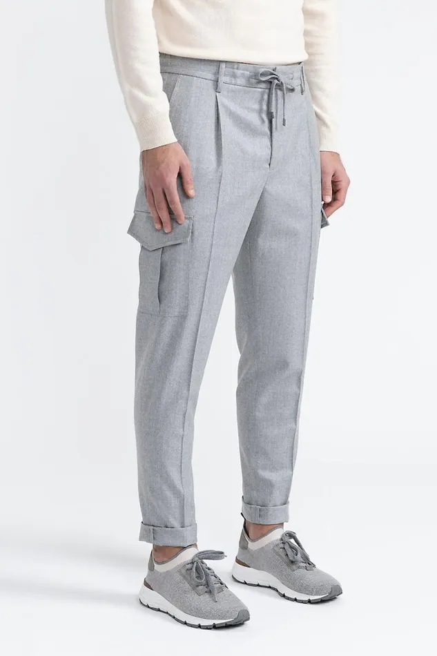 Peserico Trousers Man Pure Wool Trousers With Pockets Granite