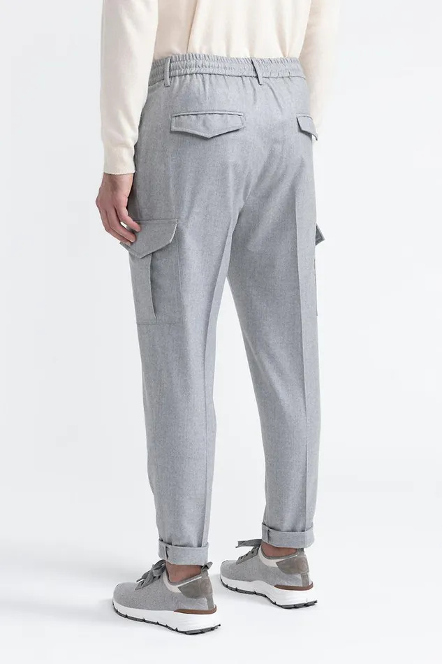 Peserico Trousers Man Pure Wool Trousers With Pockets Granite Peserico Trousers Man Pure Wool Trousers With Pockets Granite