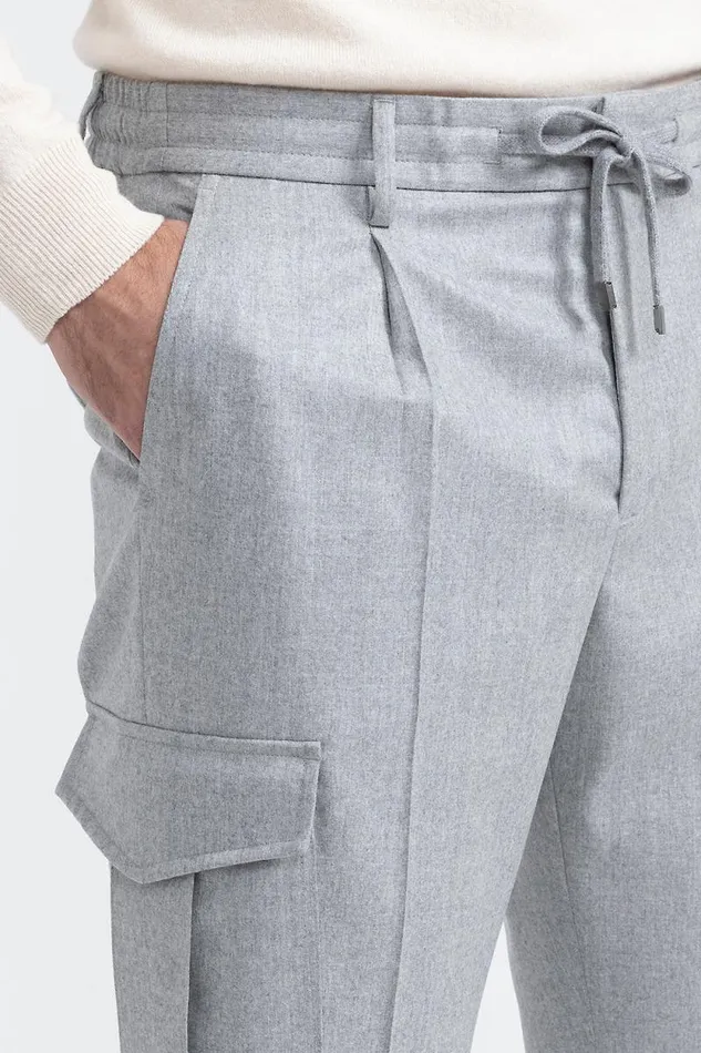 Peserico Trousers Man Pure Wool Trousers With Pockets Granite Peserico Trousers Man Pure Wool Trousers With Pockets Granite
