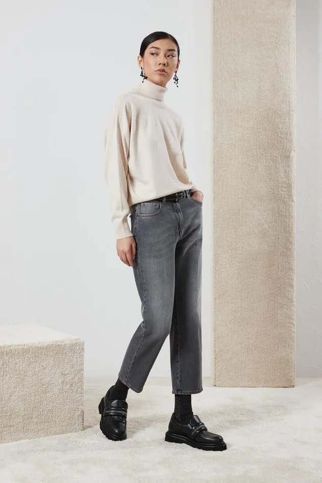 Peserico Trousers Woman Comfort Cotton Denim Jeans Grey Peserico Trousers Woman Comfort Cotton Denim Jeans Grey
