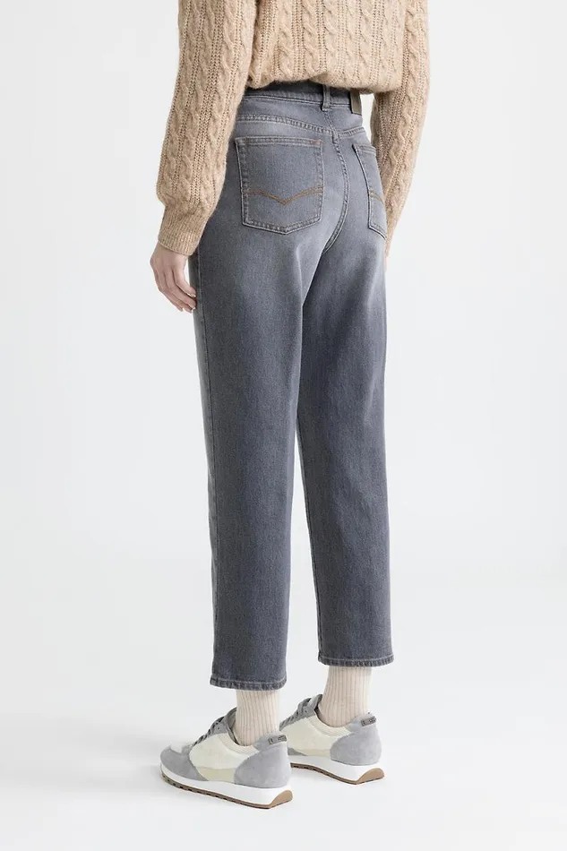 Peserico Trousers Woman Comfort Cotton Denim Jeans Grey Peserico Trousers Woman Comfort Cotton Denim Jeans Grey