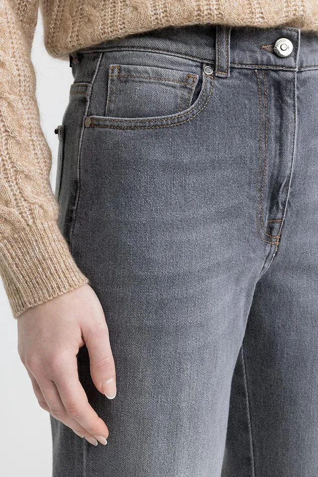 Peserico Trousers Woman Comfort Cotton Denim Jeans Grey Peserico Trousers Woman Comfort Cotton Denim Jeans Grey