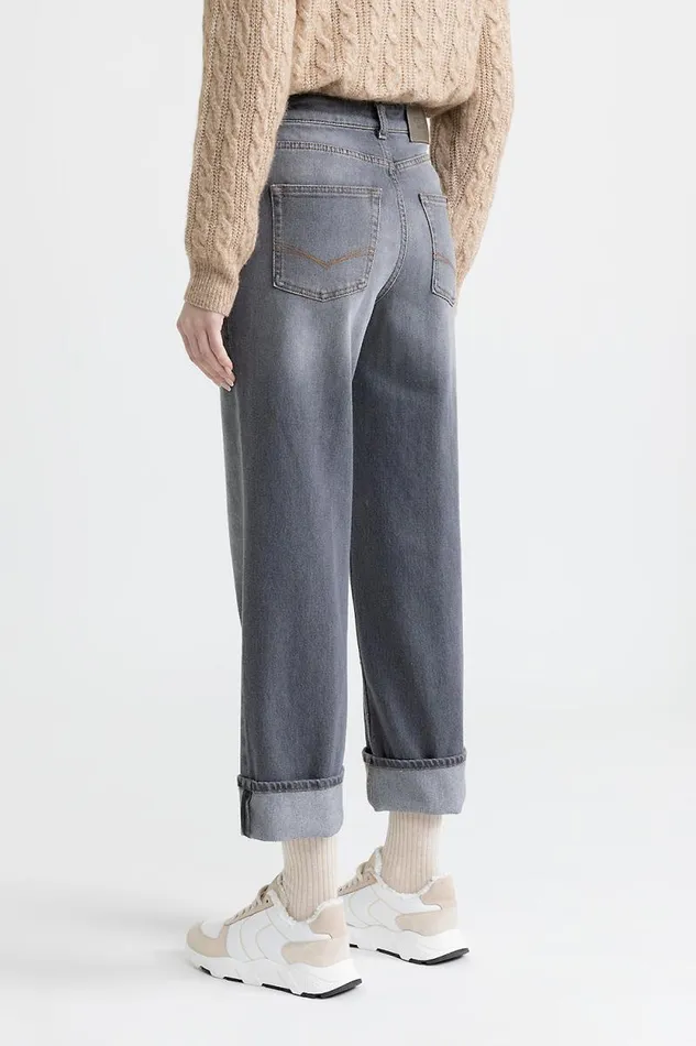 Peserico Trousers Woman Comfort Cotton Denim Trousers Grey Peserico Trousers Woman Comfort Cotton Denim Trousers Grey