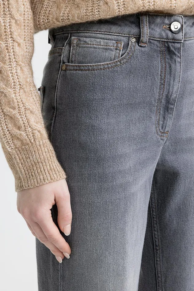 Peserico Trousers Woman Comfort Cotton Denim Trousers Grey Peserico Trousers Woman Comfort Cotton Denim Trousers Grey