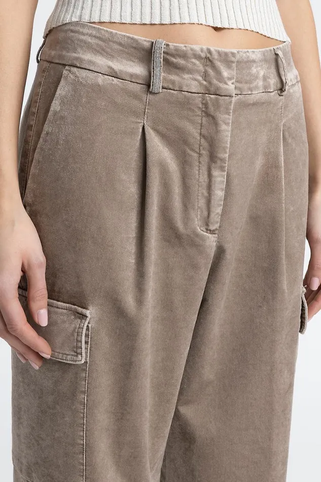 Peserico Trousers Woman Corduroy Carrot Cargo Trousers Camel Peserico Trousers Woman Corduroy Carrot Cargo Trousers Camel