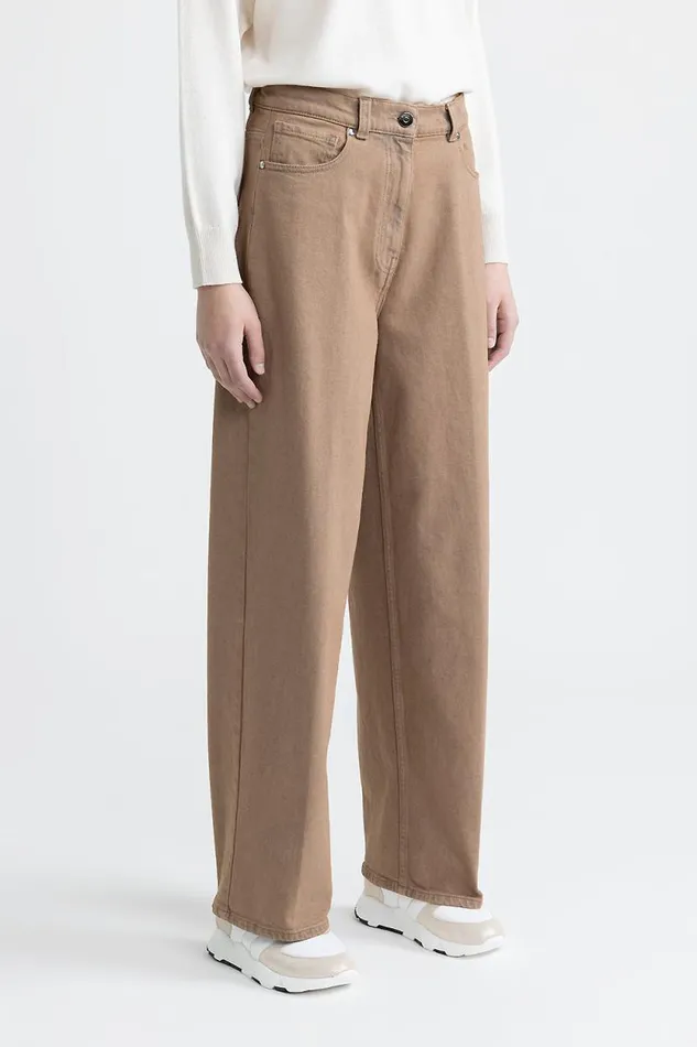 Peserico Trousers Woman Cotton Denim Baggy Trousers Grey