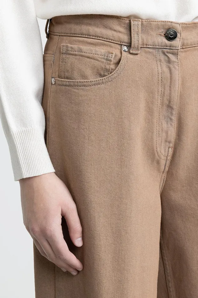 Peserico Trousers Woman Cotton Denim Baggy Trousers Grey Peserico Trousers Woman Cotton Denim Baggy Trousers Grey