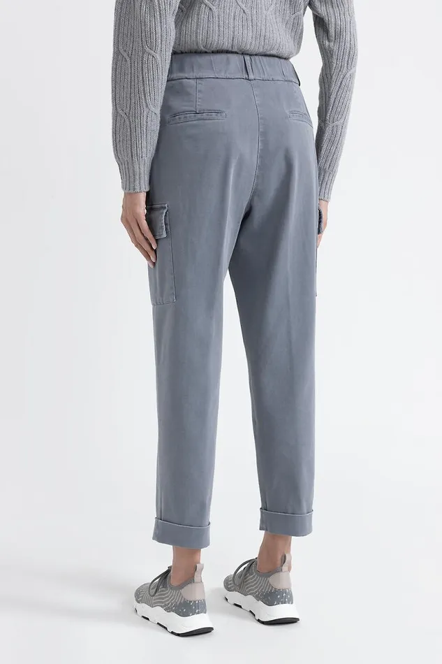 Peserico Trousers Woman Cotton Gabardine Cargo Trousers Slate Peserico Trousers Woman Cotton Gabardine Cargo Trousers Slate