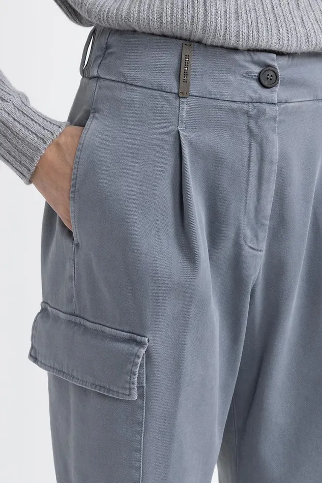 Peserico Trousers Woman Cotton Gabardine Cargo Trousers Slate Peserico Trousers Woman Cotton Gabardine Cargo Trousers Slate