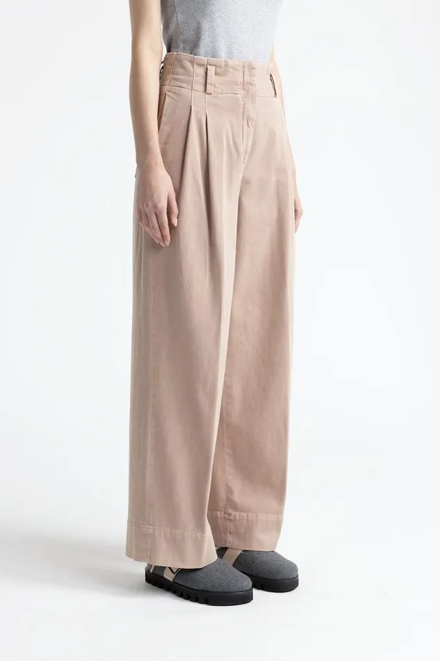 Peserico Trousers Woman Cotton Gabardine Palazzo Trousers Chalet