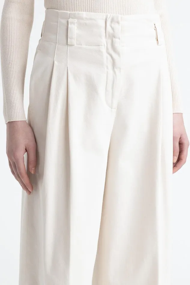 Peserico Trousers Woman Cotton Gabardine Palazzo Trousers Hornbeam Peserico Trousers Woman Cotton Gabardine Palazzo Trousers Hornbeam
