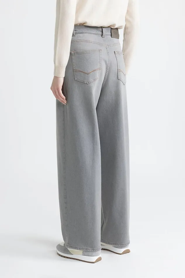Peserico Trousers Woman Denim Baggy Oversize Trousers Grey Peserico Trousers Woman Denim Baggy Oversize Trousers Grey