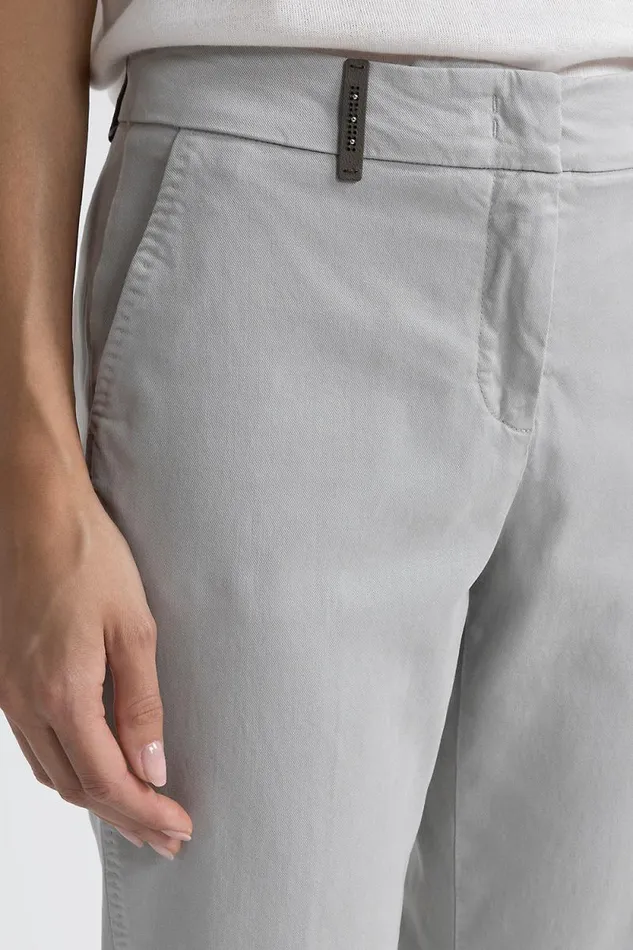 Peserico Trousers Woman Iconic 4718 Cotton Silk Gabardine And Tencel Trousers Fog Gray Peserico Trousers Woman Iconic 4718 Cotton Silk Gabardine And Tencel Trousers Fog Gray