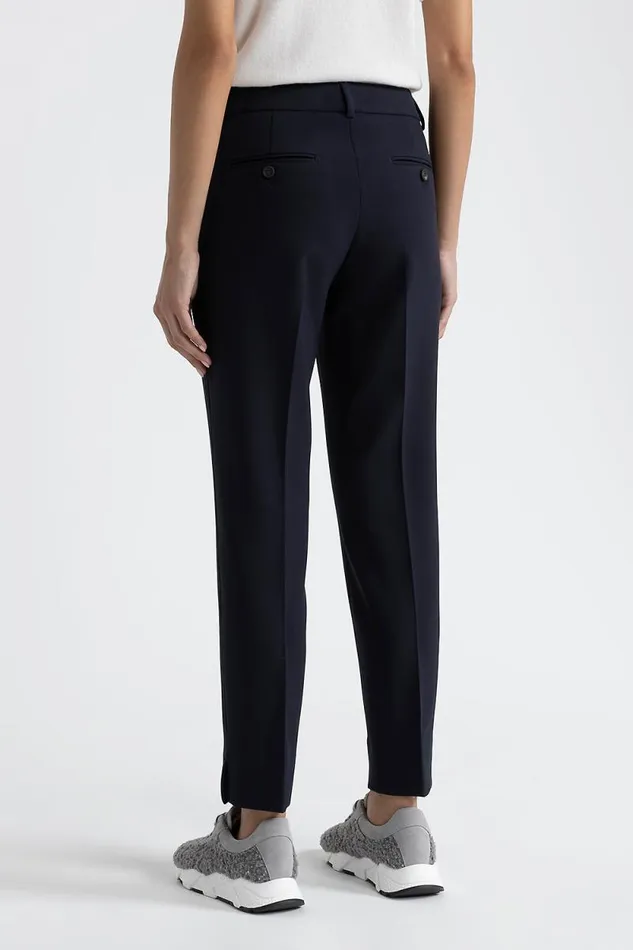Peserico Trousers Woman Iconic 4718 Stretch Viscose Double Cloth Trousers Inkwell Blue Peserico Trousers Woman Iconic 4718 Stretch Viscose Double Cloth Trousers Inkwell Blue