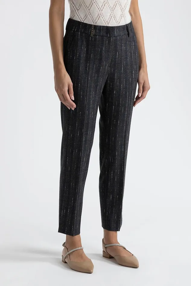 Peserico Trousers Woman Iconic 4718 Stretch Wool Flannel Trousers Inkwell Blue Peserico Trousers Woman Iconic 4718 Stretch Wool Flannel Trousers Inkwell Blue