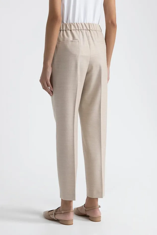 Peserico Trousers Woman Loro Piana Comfort Jasp Wool Elasticated Trousers Barley Peserico Trousers Woman Loro Piana Comfort Jasp Wool Elasticated Trousers Barley