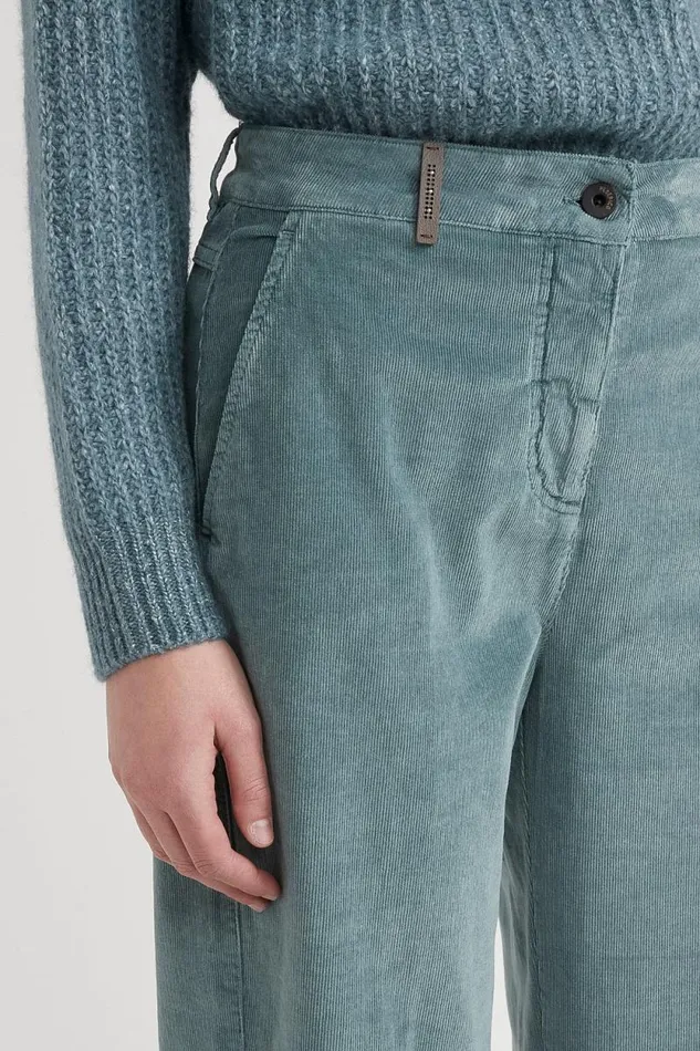 Peserico Trousers Woman Needlecord Carrot Trousers Alpine Green Peserico Trousers Woman Needlecord Carrot Trousers Alpine Green