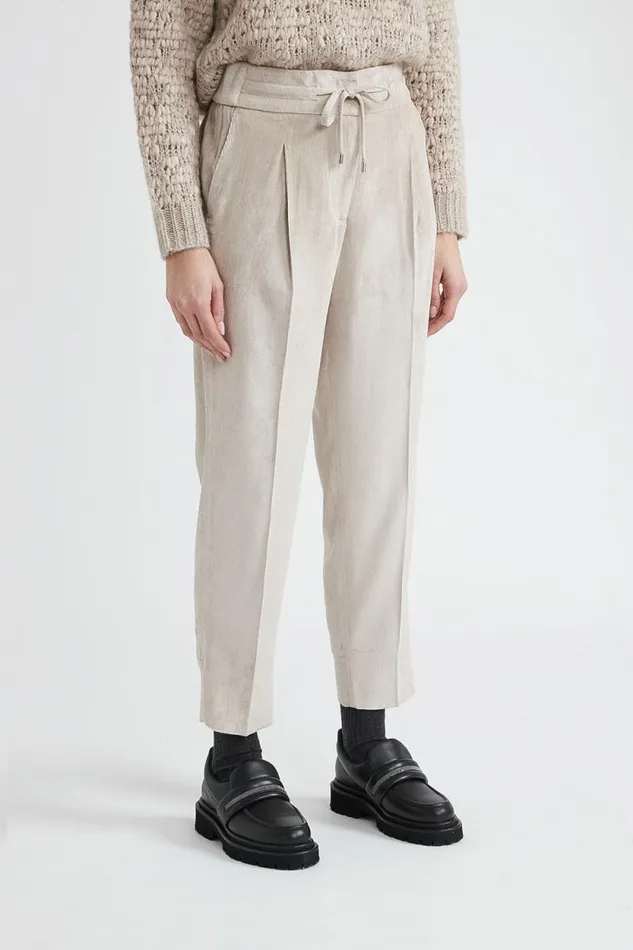 Peserico Trousers Woman Needlecord Carrot Trousers Barley