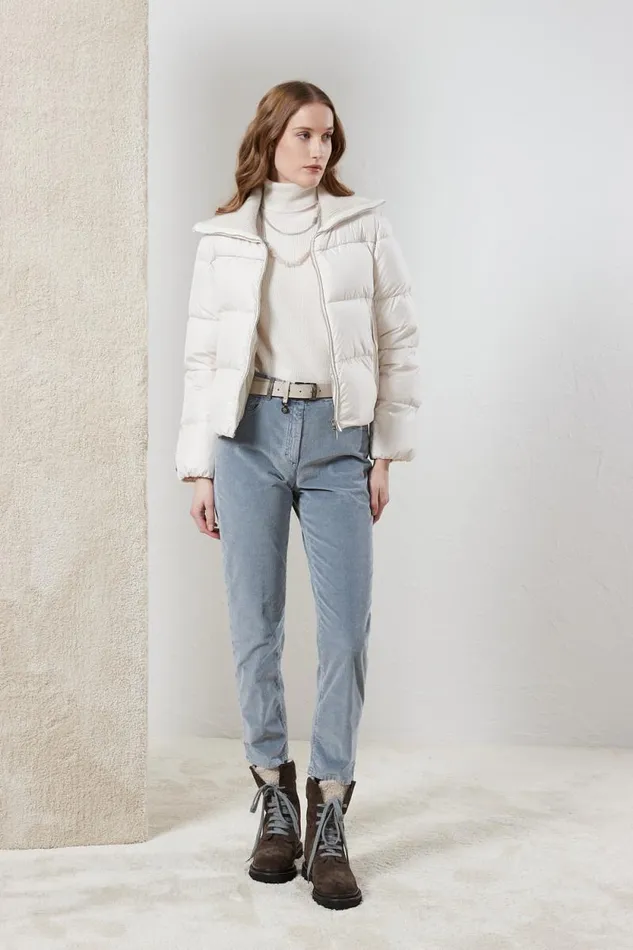Peserico Trousers Woman Needlecord Denim Cigarette Trousers Slate Peserico Trousers Woman Needlecord Denim Cigarette Trousers Slate