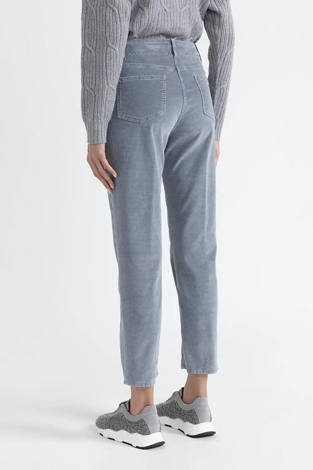 Peserico Trousers Woman Needlecord Denim Cigarette Trousers Slate Peserico Trousers Woman Needlecord Denim Cigarette Trousers Slate
