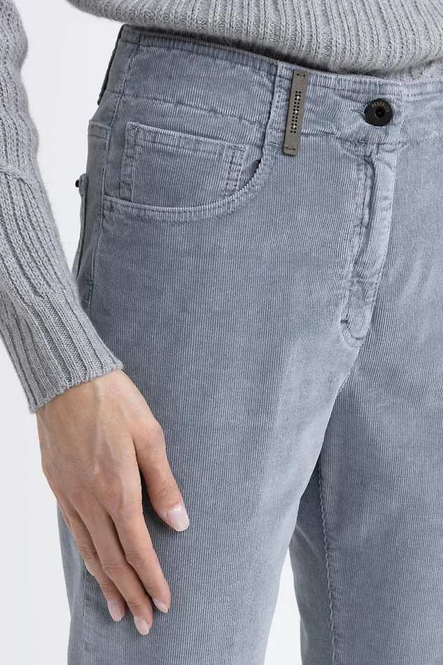 Peserico Trousers Woman Needlecord Denim Cigarette Trousers Slate Peserico Trousers Woman Needlecord Denim Cigarette Trousers Slate