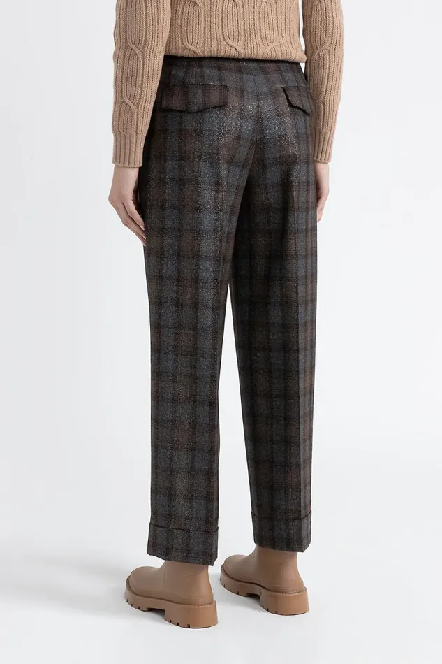 Peserico Trousers Woman Patterned Wool Carrot Trousers Walnut Peserico Trousers Woman Patterned Wool Carrot Trousers Walnut