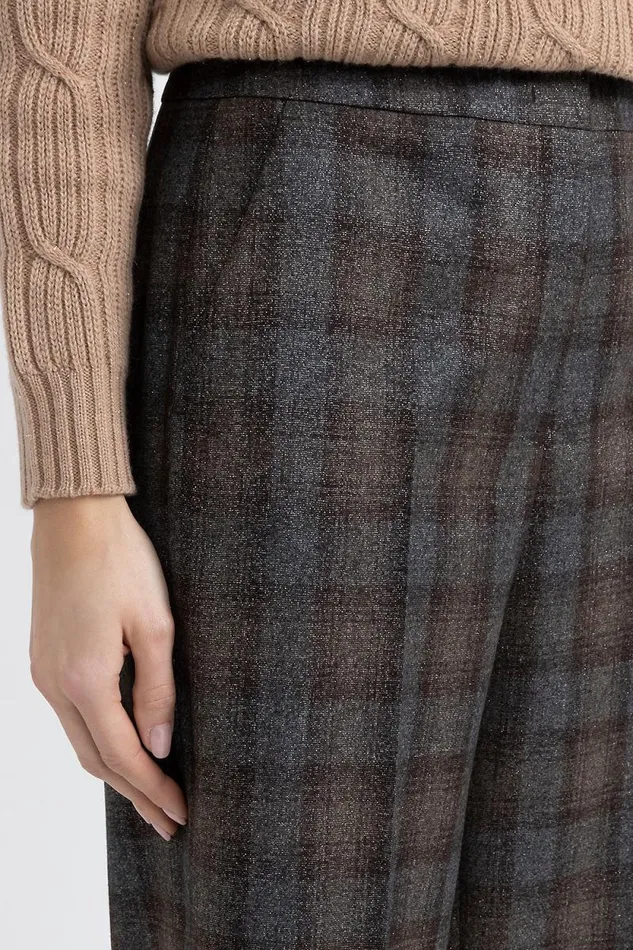 Peserico Trousers Woman Patterned Wool Carrot Trousers Walnut Peserico Trousers Woman Patterned Wool Carrot Trousers Walnut