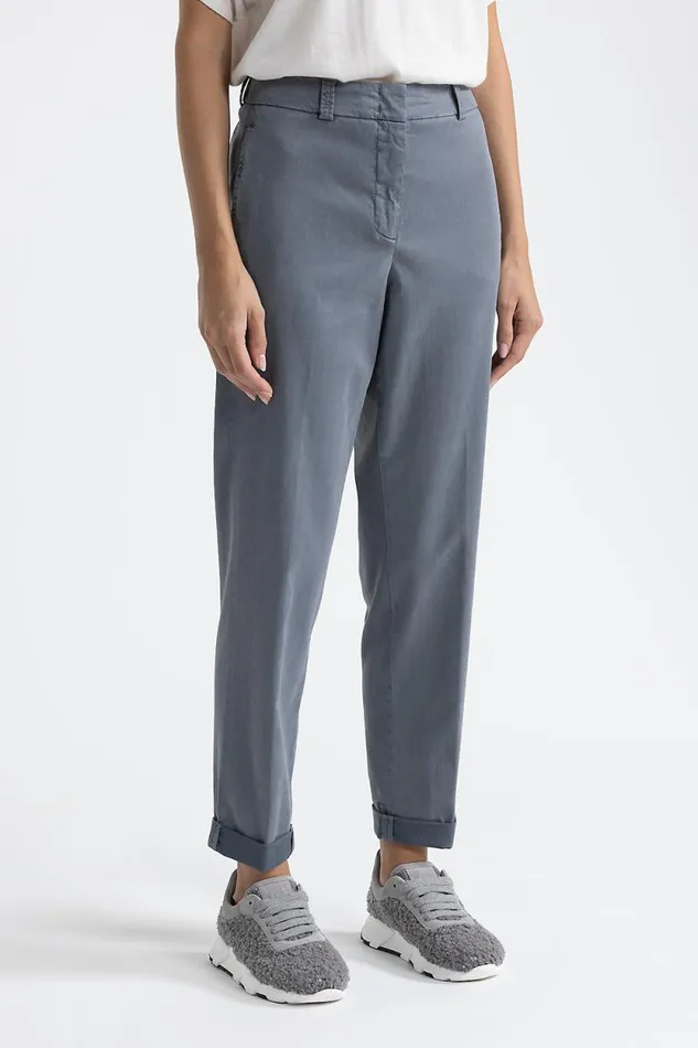 Peserico Trousers Woman Peachskin Gabardine Carrot Trousers Slate