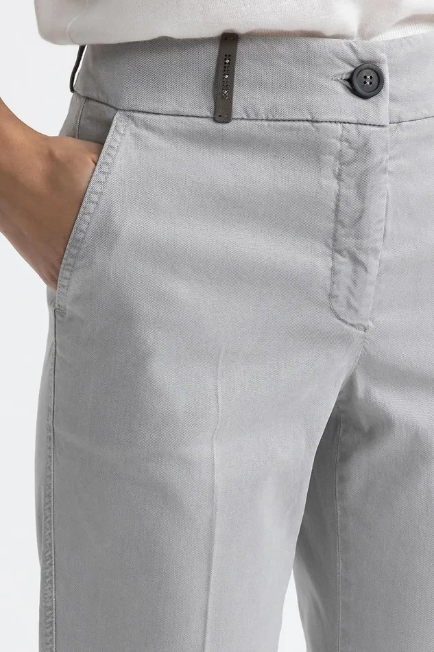 Peserico Trousers Woman Peachskin Gabardine Cigarette Trousers Granite Peserico Trousers Woman Peachskin Gabardine Cigarette Trousers Granite
