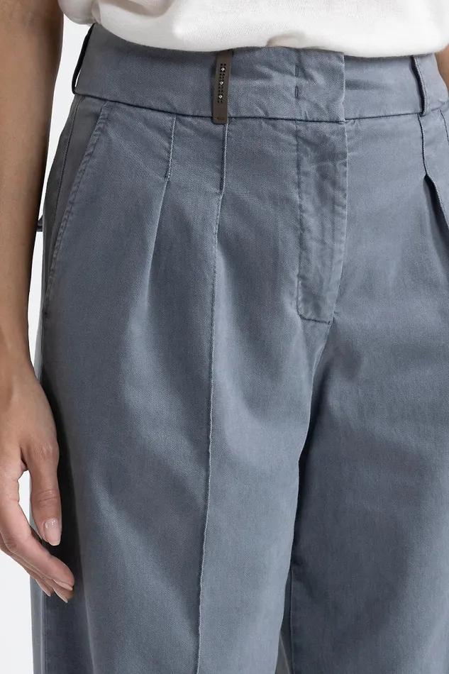 Peserico Trousers Woman Pleated Palazzo Trousers Slate Peserico Trousers Woman Pleated Palazzo Trousers Slate