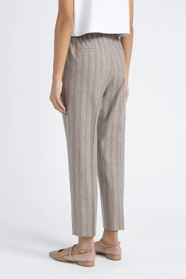 Peserico Trousers Woman Stretch Wool Flannel Trousers With Elastic Band Macchiato Peserico Trousers Woman Stretch Wool Flannel Trousers With Elastic Band Macchiato