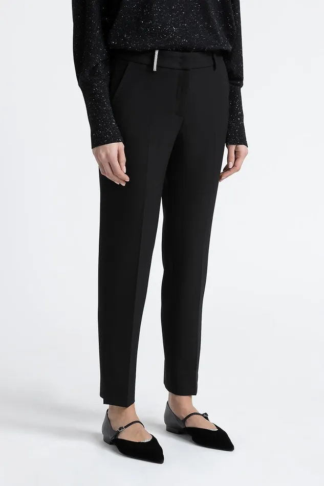 Peserico Trousers Woman TwoWay Stretch Cigarette Trousers Black