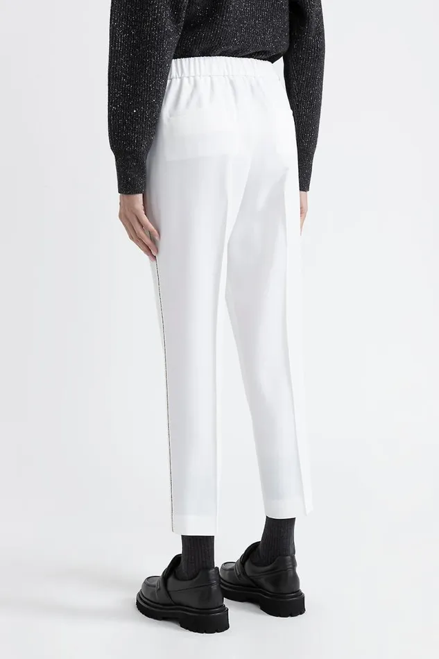 Peserico Trousers Woman Viscose And Wool Carrot Trousers Natural White Peserico Trousers Woman Viscose And Wool Carrot Trousers Natural White