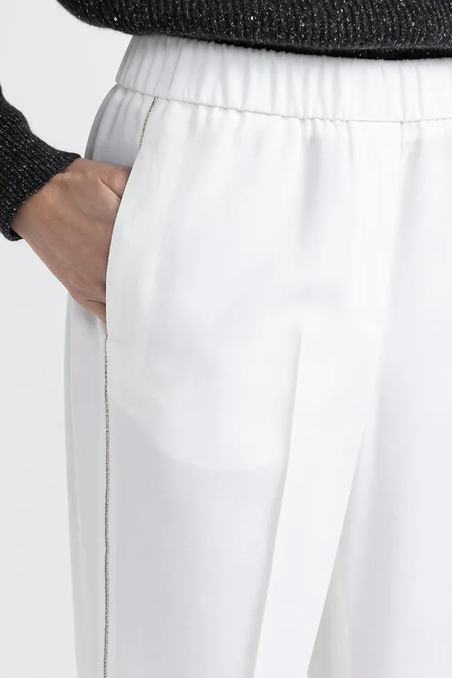 Peserico Trousers Woman Viscose And Wool Carrot Trousers Natural White Peserico Trousers Woman Viscose And Wool Carrot Trousers Natural White
