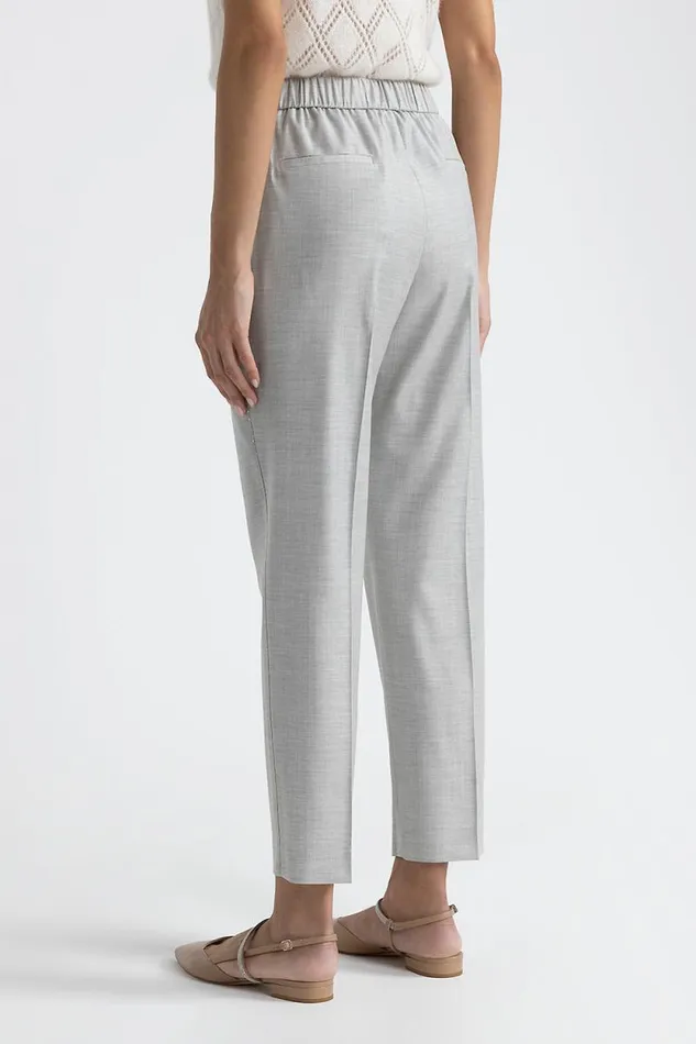 Peserico Trousers Woman Viscose Wool Twill Elasticated Trousers Fog Gray Peserico Trousers Woman Viscose Wool Twill Elasticated Trousers Fog Gray