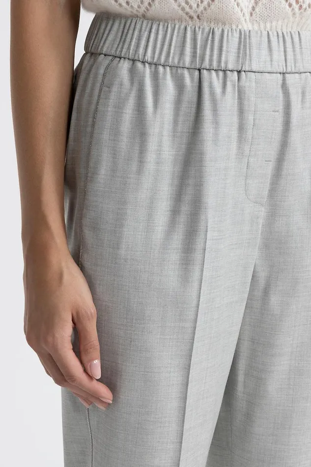 Peserico Trousers Woman Viscose Wool Twill Elasticated Trousers Fog Gray Peserico Trousers Woman Viscose Wool Twill Elasticated Trousers Fog Gray