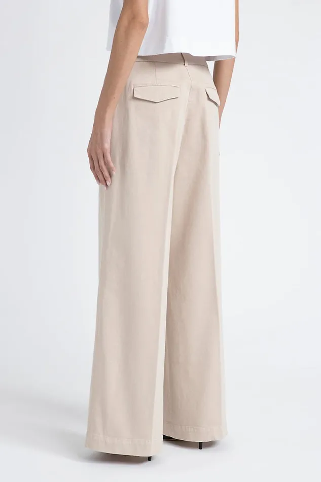 Peserico Trousers Woman WideLeg Trousers In Cotton Gabardine Barley Peserico Trousers Woman WideLeg Trousers In Cotton Gabardine Barley