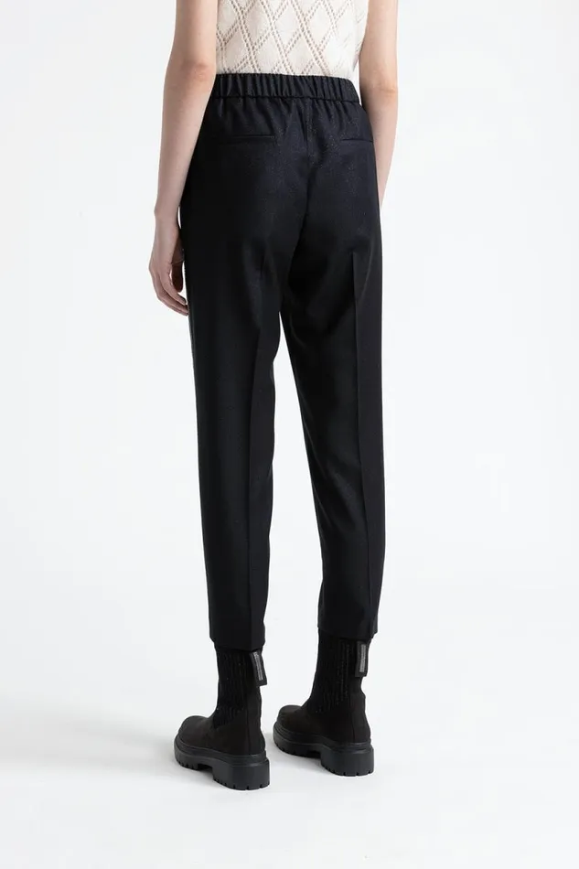 Peserico Trousers Woman Wool And Lurex Carrot Trousers Blue Peserico Trousers Woman Wool And Lurex Carrot Trousers Blue