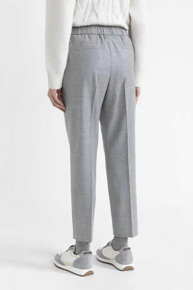 Peserico Trousers Woman Wool And Lurex Carrot Trousers Granite Peserico Trousers Woman Wool And Lurex Carrot Trousers Granite