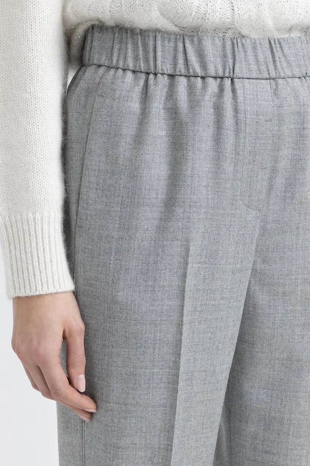 Peserico Trousers Woman Wool And Lurex Carrot Trousers Granite Peserico Trousers Woman Wool And Lurex Carrot Trousers Granite