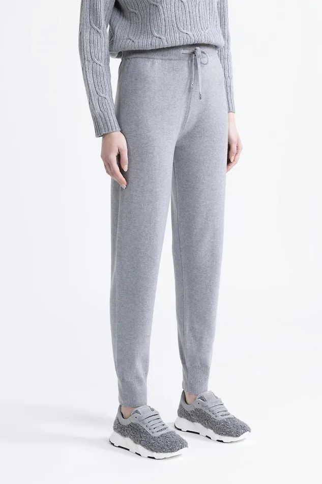 Peserico Trousers Woman Wool Silk And Cashmere Joggers Granite