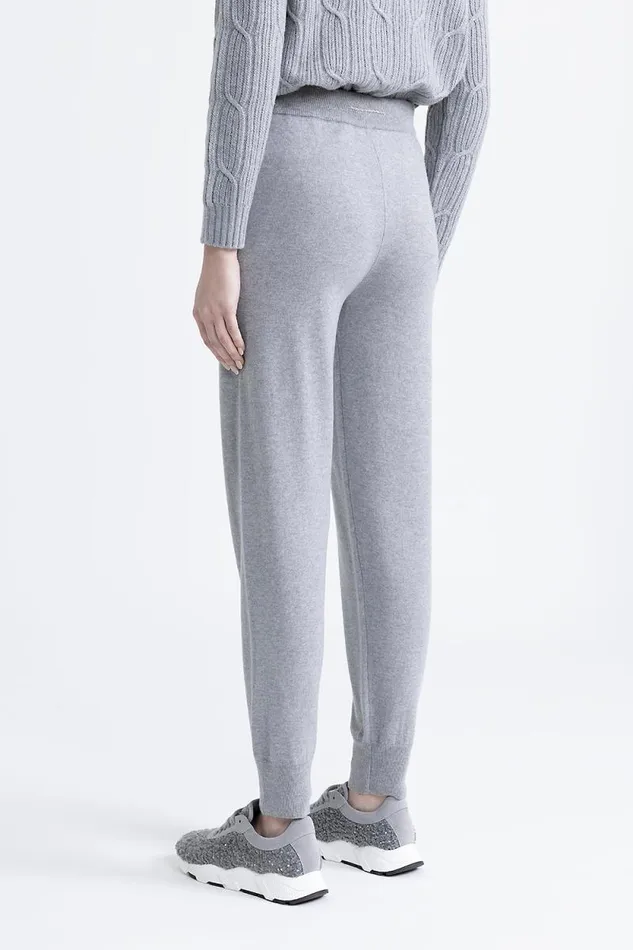 Peserico Trousers Woman Wool Silk And Cashmere Joggers Granite Peserico Trousers Woman Wool Silk And Cashmere Joggers Granite