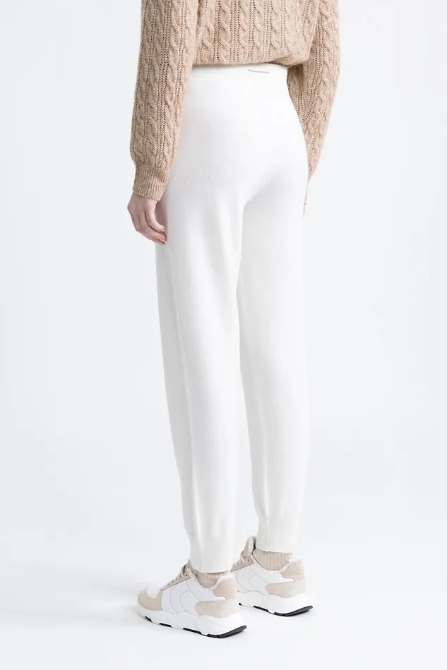 Peserico Trousers Woman Wool Silk And Cashmere Joggers Natural White Peserico Trousers Woman Wool Silk And Cashmere Joggers Natural White