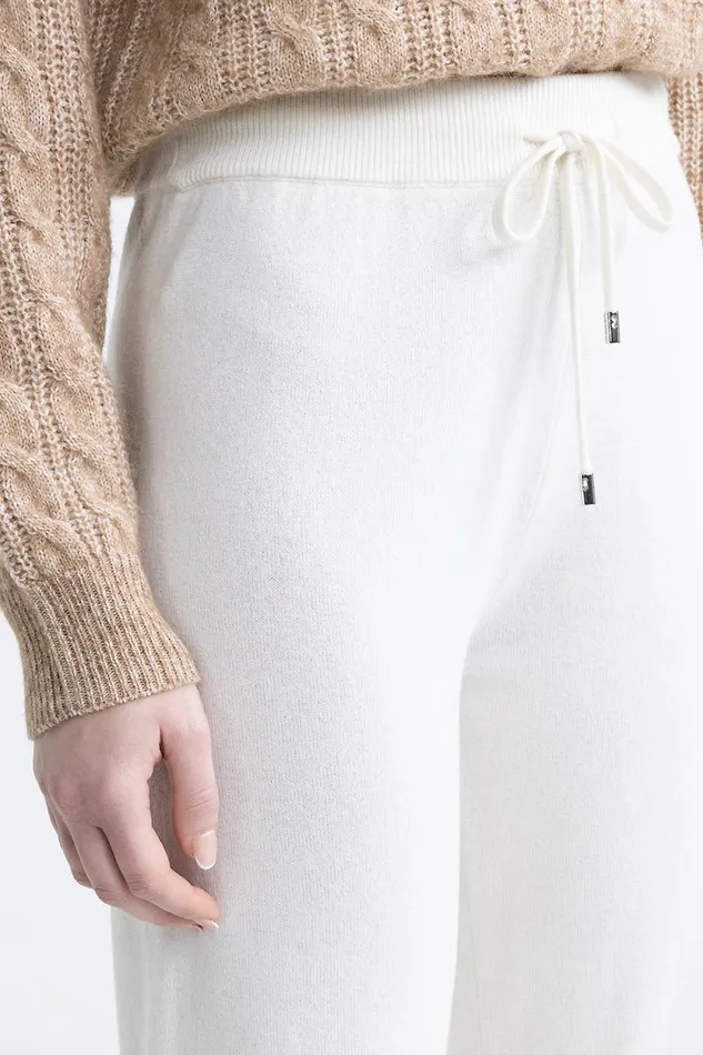 Peserico Trousers Woman Wool Silk And Cashmere Joggers Natural White Peserico Trousers Woman Wool Silk And Cashmere Joggers Natural White
