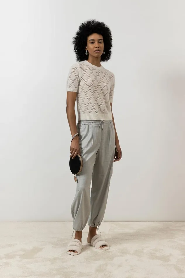 Peserico Trousers Woman Wool Viscose Baggy Trousers With Cargo Pockets Fog Gray Peserico Trousers Woman Wool Viscose Baggy Trousers With Cargo Pockets Fog Gray