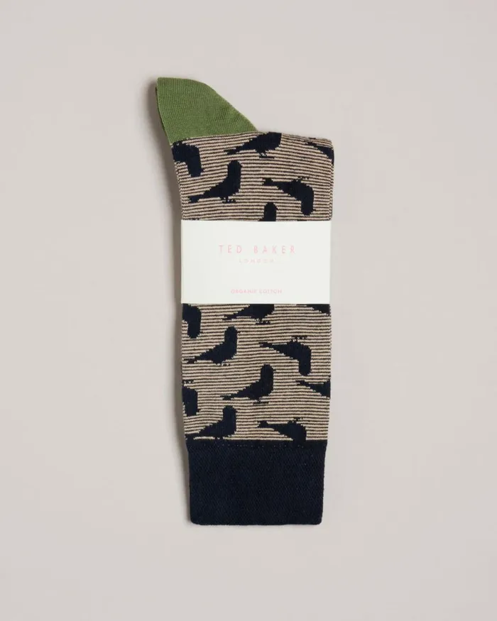 Pigeon Print Socks Dark Navy Men Ted Baker Socks