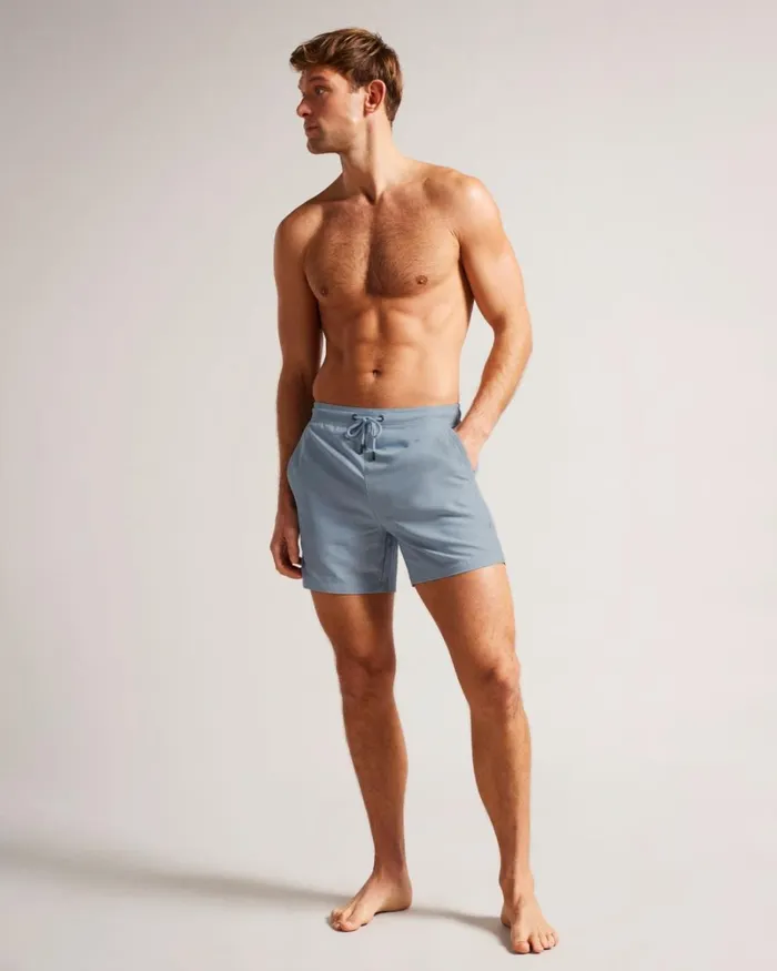 Plain Swim Shorts Medium Blue Men Ted Baker Swimwear and Beachwear