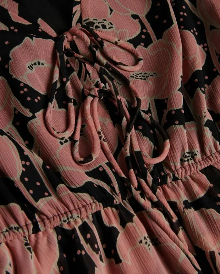 Poppy Print Tie Front Mini Dress Black Women Ted Baker Clothing