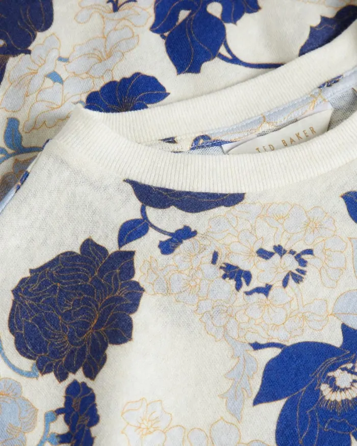 Printed Linen Tee Light Blue Women Ted Baker Tops and TShirts Printed Linen Tee Light Blue Women Ted Baker Tops and TShirts